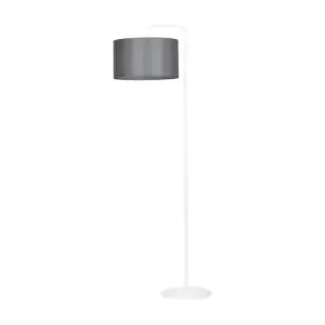 Image of Trapo White Floor Lamp with Shade with Gray Fabric Shades, 1x E27