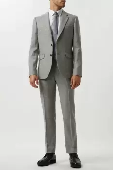 Image of Slim Fit Light Grey Crosshatch Tweed Suit Jacket