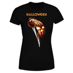 Image of Halloween Pumpkin Womens T-Shirt - Black - L