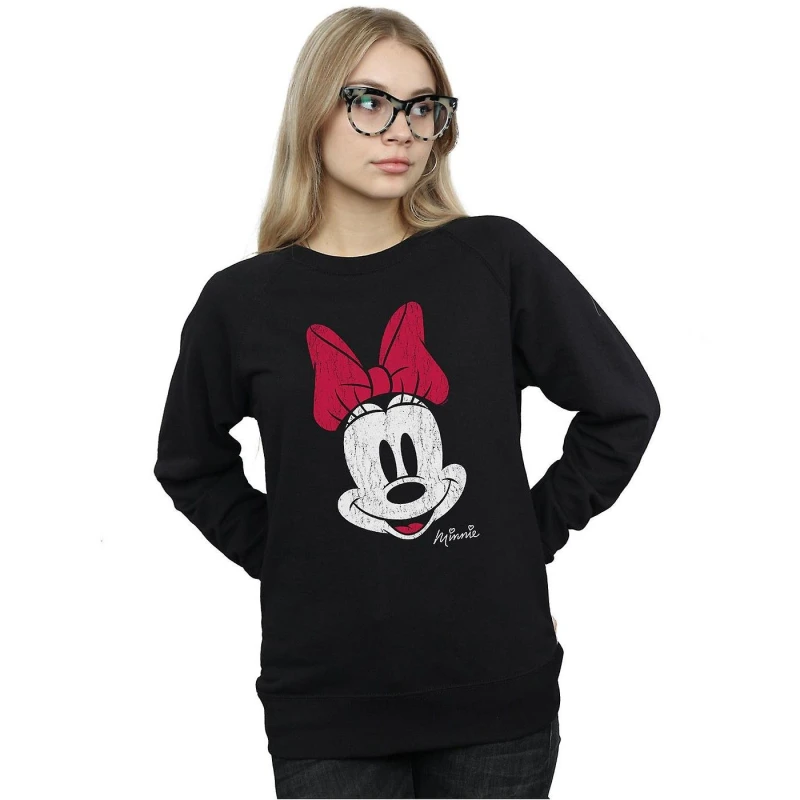 Image of Disney Minnie Mouse Face Sweatshirt Black female