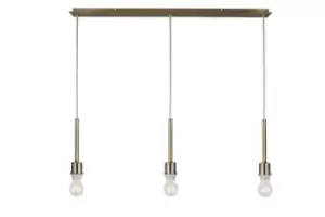 Image of Baymont Antique Brass 3 Light E27 3m Linear Ceiling Pendant, Suitable For A Vast Selection Of Shades