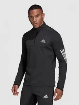Image of Adidas 3 Stripe 1/4 Zip, Black, Size 2XL, Men