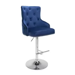 image of Shankar Rocco Brushed Velvet Ocean Blue Bar Stool