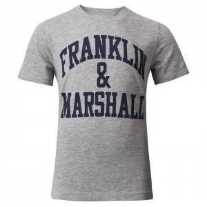 image of Franklin and Marshall Classic Fit Logo T Shirt - Vintage Grey