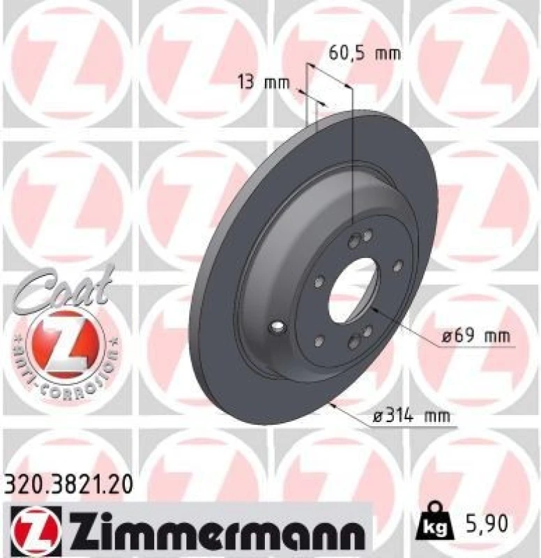 Image of ZIMMERMANN Brake disc ZIMMERMANN 320.3821.20