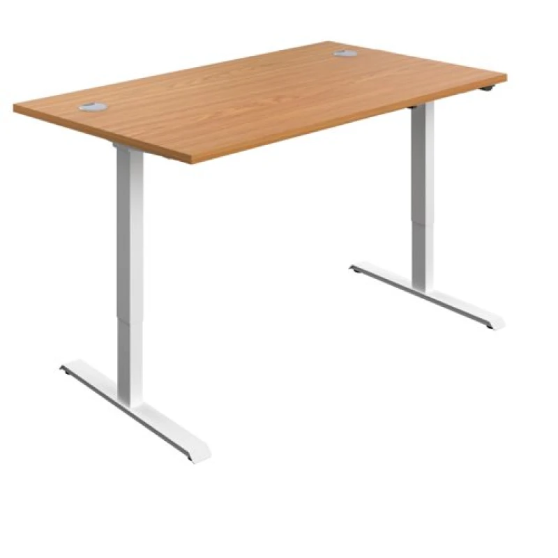 Image of First Economy Single Motor Sit/Stand Desk 1200x800x705-1220mm Nova Oak/White KF803789