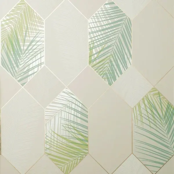 image of FINE DECOR Fine Decor - Cream Gold Miami Wallpaper Tropical Jungle Geometric Metallic WL-FD42834