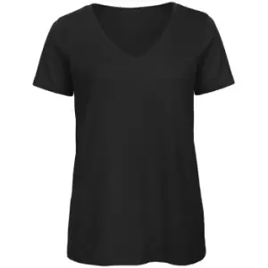 Image of B&C Womens/Ladies Favourite Organic Cotton V-Neck T-Shirt (XS) (Black)