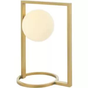 image of Merano Ravello Table Lamp Brushed Gold Finish & Gloss Opal Glass