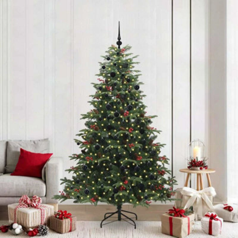 Image of Vidaxl Artificial Christmas Tree With LED Strip Lights Green 210 Cm
