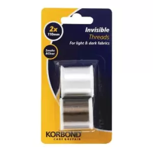 image of Korbond Invisible Nylon Sewing Thread Smoke and Clear Set of 2