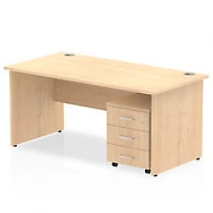 Image of Impulse 1200 Straight Panel End Workstation 500 Three drawer mobile Pedestal Bundle Maple