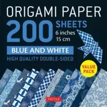 Image of Origami Paper 200 sheets Blue and White Patterns 6" (15 cm) : High-Quality Double Sided Origami Sheets Printed with 12 Different Designs (Instructions