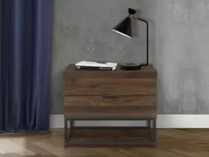 Image of Birlea Houston Walnut Effect 2 Drawer Bedside Flat Packed