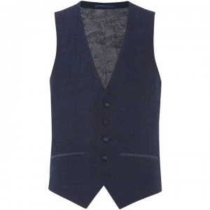 image of Label Lab Wonder Skinny Fit Texture Shoehorn Waistcoat - Navy