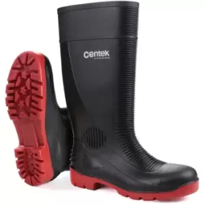 Centek Unisex FS338 Compactor Waterproof Safety Wellington Boots (5 UK) (Black/Red) - Black/Red