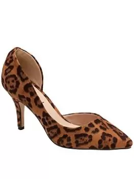 image of Ravel Amber Leopard Print Heeled Court Shoe, Brown, Size 4, Women