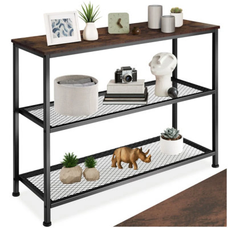 Image of Tectake Console Table Bristol - Industrial Wood Dark, Rustic