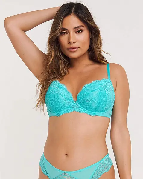 image of Ann Summers Ann Summers Sexy Lace Plunge Bra Aqua Female 34FF LO13041