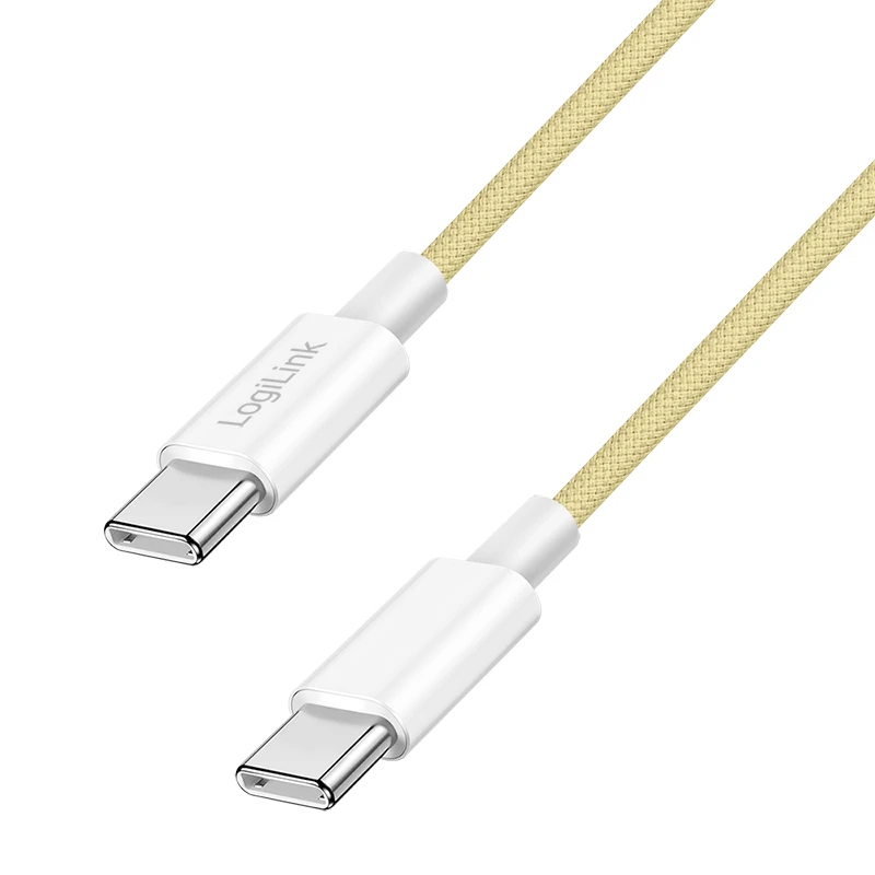 Image of LogiLink USB 2.0 Type-C cable. C/M to C/M. nylon jacket. 60W. yellow.