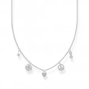 image of Sterling Silver White Symbols Necklace KE2123-051-14-L42V