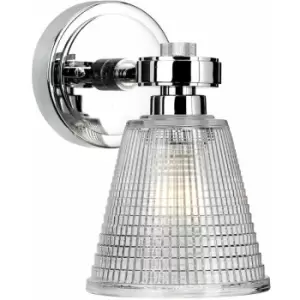 Image of Loops - IP44 Wall Light Patterned Glass Downlight Polished Chrome LED G9 3.5W