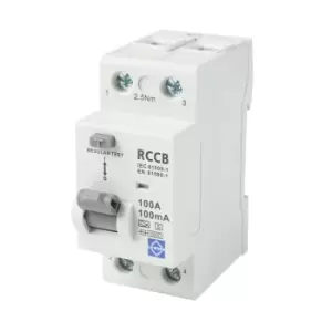 Image of Lewden 100A 100MA 2P 2 Module RCCB - 100/100/2SA