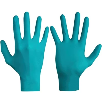 Image of Touchntuff Disposable Gloves, Green, Nitrile, Powder Free, Smooth, Size 1 - Ansell