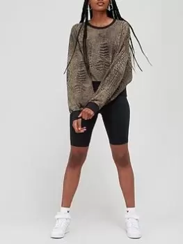 Image of adidas Originals Graphic Animal Sweater - Black/Beige, Black/Beige, Size 12, Women