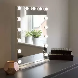 Image of Jack Stonehouse - At Home Comforts Hollywood Portrait Mirror - 15 LED bulbs - White/silver