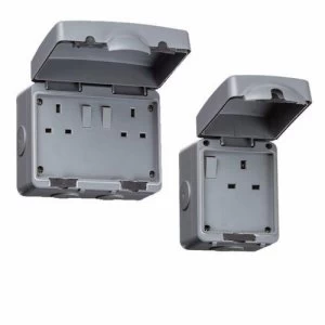 Image of KnightsBridge 13A Double Pole IP66 Weatherproof Outdoor Socket - 1 Gang