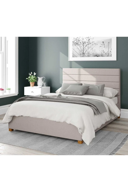 Image of Aspire Aspire Kelly Upholstered Ottoman Storage Bed, Eire Linen Fabric in Off White Size: Single Off White Single Unisex 5057632173638