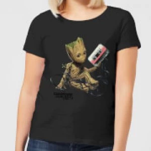 image of Guardians Of The Galaxy Groot Tape Womens Christmas T-Shirt - Black