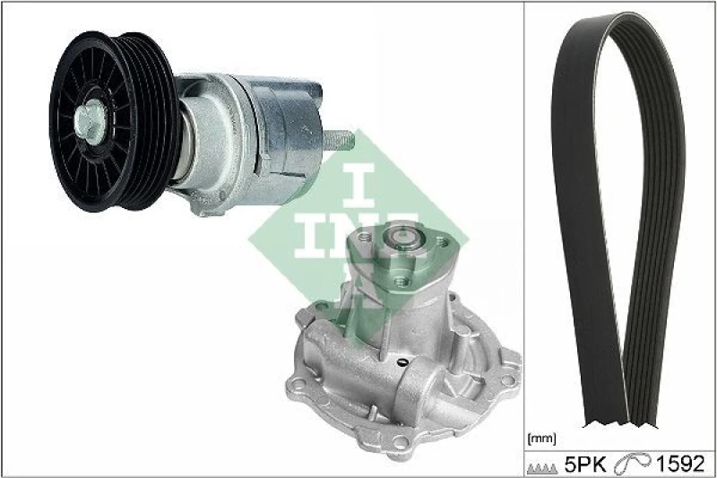 Image of Water Pump + V-Ribbed Belt Kit INA 529 0161 31