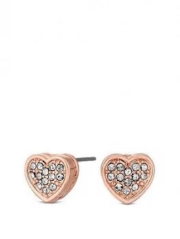 image of Jon Richard Jon Richard Swarovski Rose Gold Fine Pave Heart Stud Earring