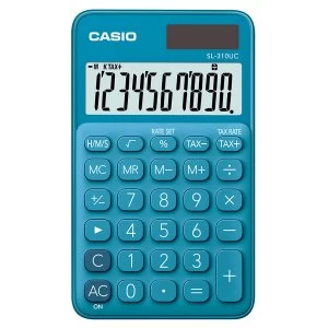 image of Casio My Style 10 Digit Handheld Calculator - Blue