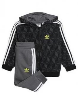 Image of Boys, adidas Originals Fz Hoodie Set, Black, Size 0-3 Months