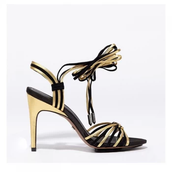 image of Reiss Cassidy Strap Heeled Sandals - Black Suede