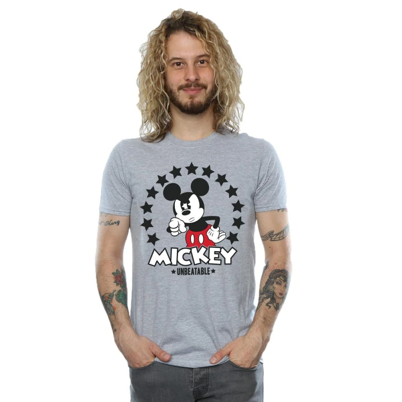 Image of Disney Men Mickey Mouse Unbeatable T-Shirt in Grey Size: Small Grey S Male 5057245540766