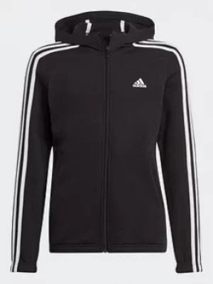 Image of adidas Essentials 3-stripes Full-zip Hoodie, Black/White, Size 4-5 Years, Women