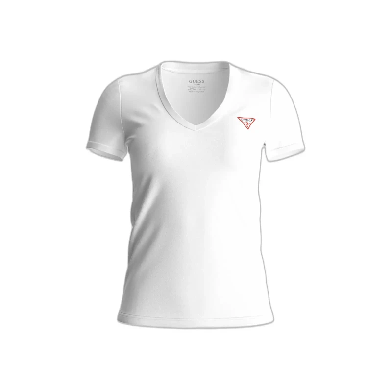 Image of Guess Womens v-neck T-Shirt Guess Mini Triangle Blanc Female XS