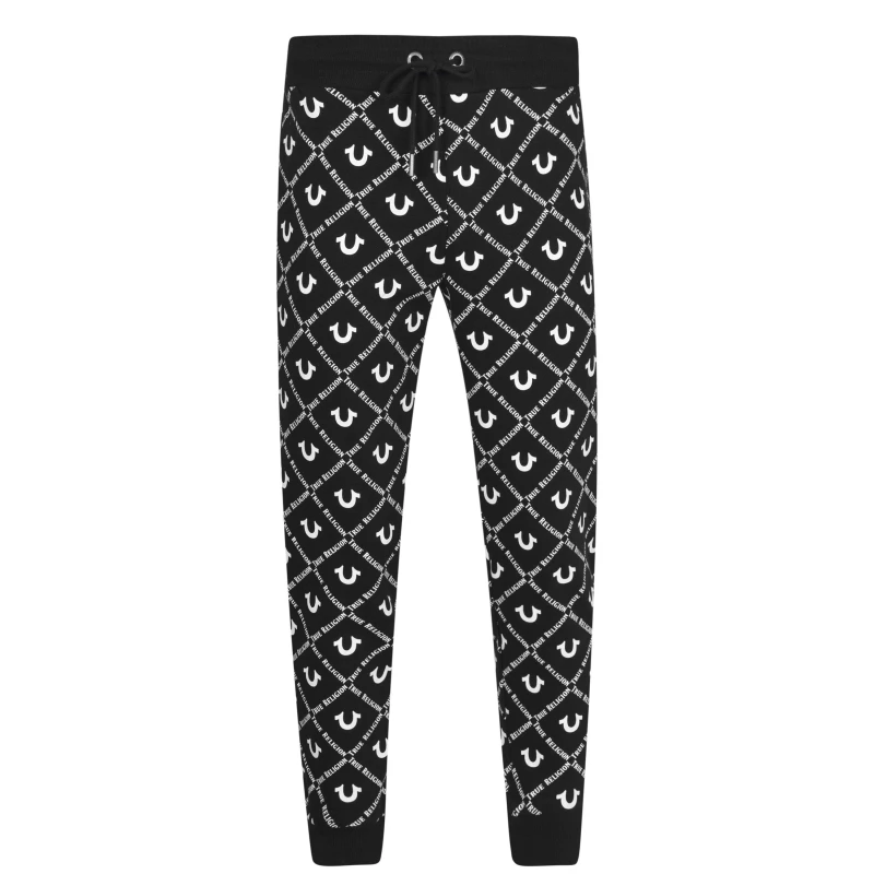 Image of True Religion Allover Logo Joggers - Black S
