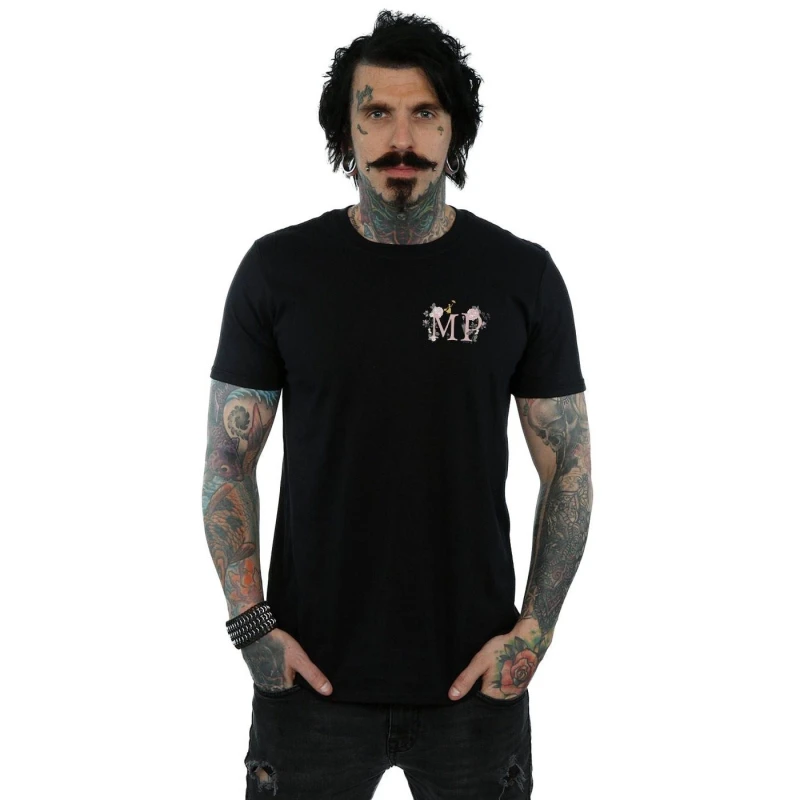 Image of Disney Men Mary Poppins Letter Breast Print T-Shirt in Black Size: Small Black S Male 5057864436662