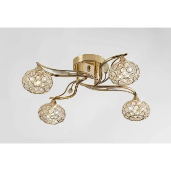 Image of Ceiling lamp Leimo 4 bulbs gold / crystal