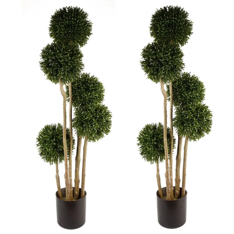Image of Leaf 120cm UV Resistant Rosemary Topiary - 480 Leaves - Natural Trunk Green