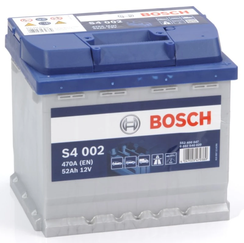 Image of Bosch S 4002 - Car Battery - 52 A / H - 470 A - Lead-Acid Technology - For Vehicles Without Start / Stop System