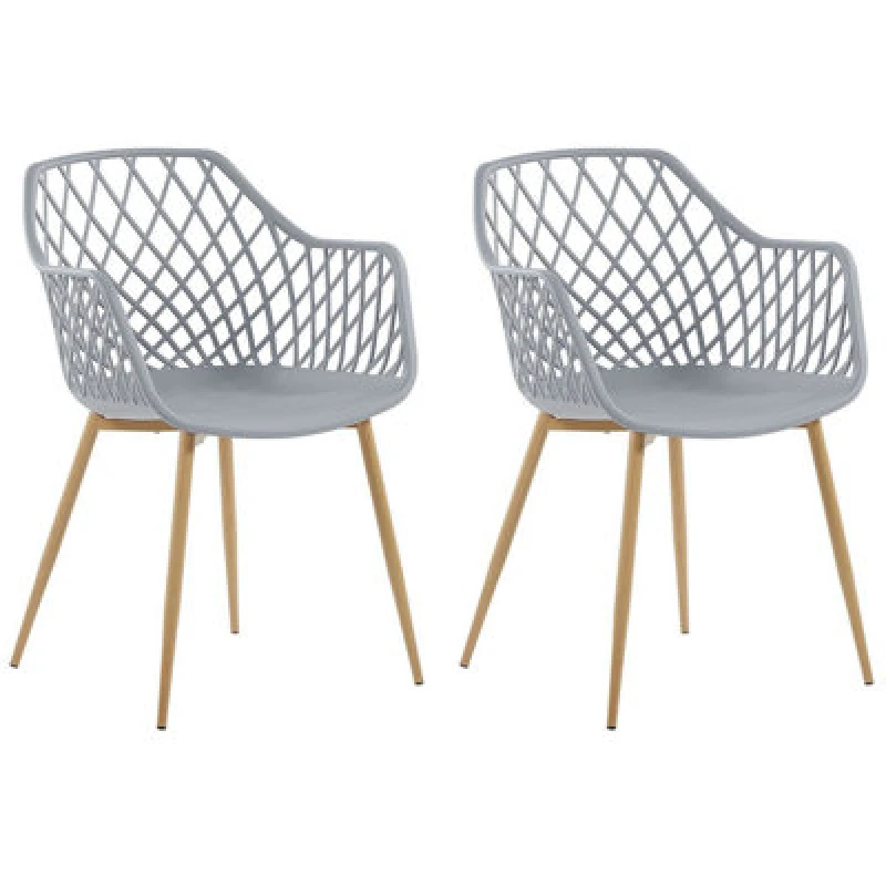 Image of Beliani Set Of 2 Dining Chairs Nashua Light Grey