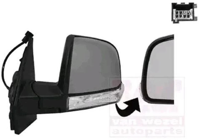 Image of VAN WEZEL 1638807 Wing mirror * HAGUS * Left, without wide angle mirror, primed Outside Mirror (50)