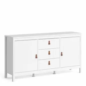 image of Barcelona 2 Door Sideboard with 3 Drawers, white