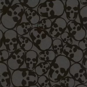 Image of Barbara Hulanicki Black Skulls Textured Wallpaper